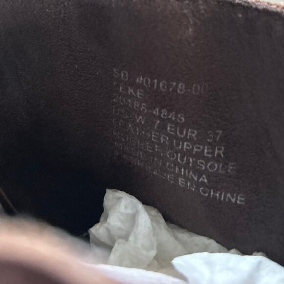 Olukai Dark Brown Leather Scallop Wood Slip On Clog - Picture 8 of 9